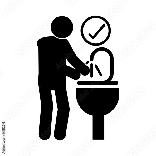 coronavirus covid 19, washing hands frequently prevention, health , silhouette style icon
