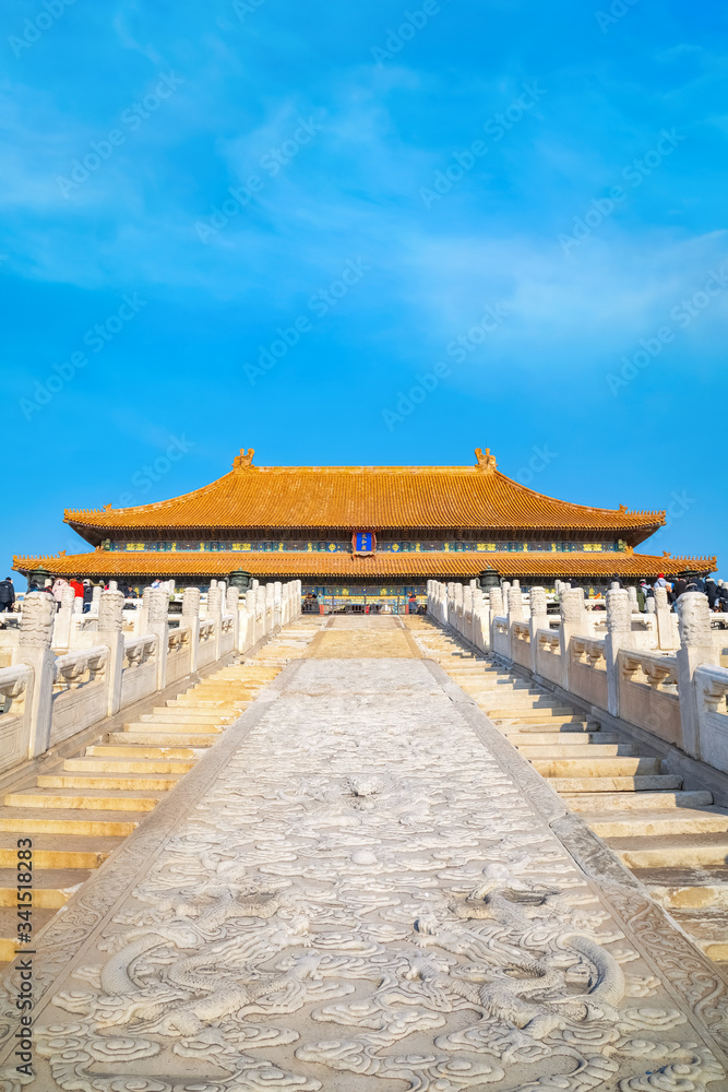 Dragon and clouds engraved on the main staircase to Taihedian (Hall of Supreme Harmony) in the Forbidden City Dragon and clouds engraved on the main staircase to Taihedian (Hall of Supreme Harmony) in the Forbidden City
