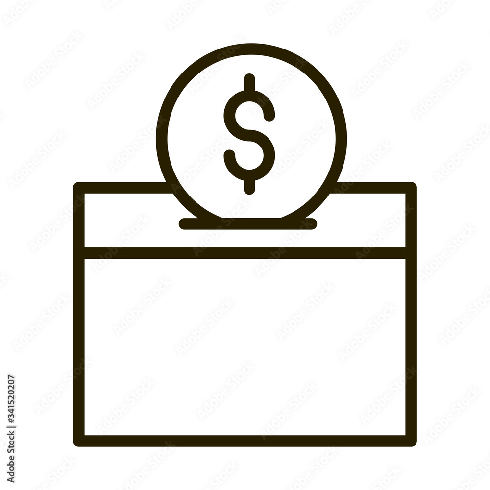 charity money coin in box financial business stock market line style icon charity money coin in box financial business stock market line style icon