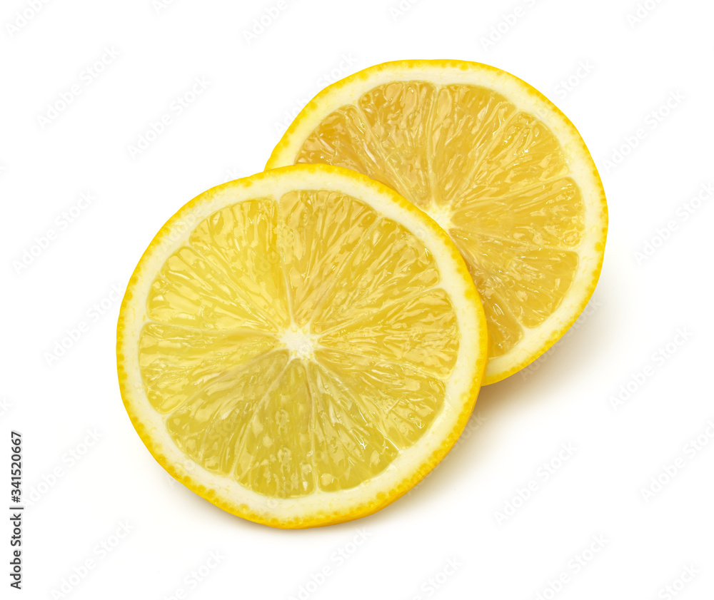 Close up,Sliced lemons fruit isolated on white background.