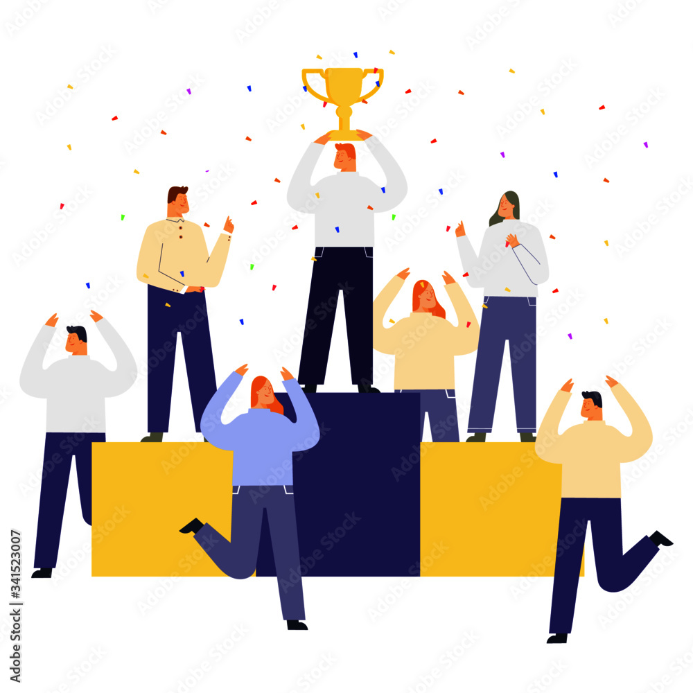 People stand on the podium first, second and third place design concept. Stock Vector Adobe Stock