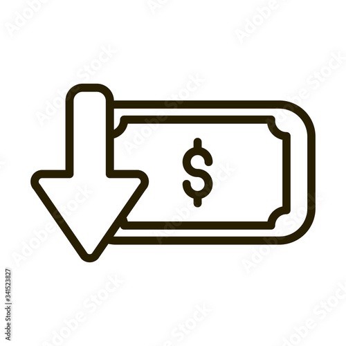 money banknote downturn financial business stock market line style icon