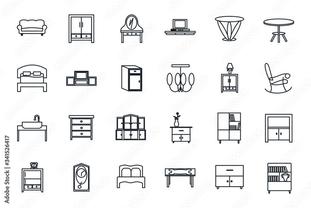 set Furniture icon template for graphic and web design collection. Furniture pack symbol logo vector illustration