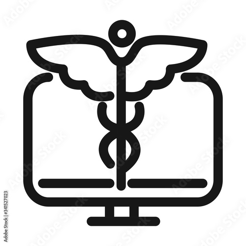 online medical and health care assistance line style icon