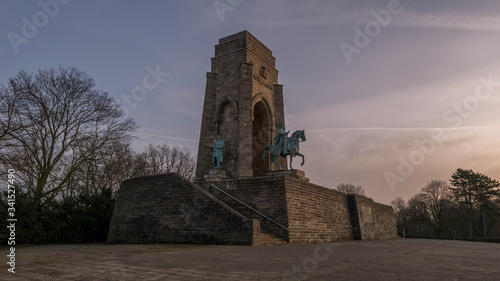 sunrise, Emperor Wilhelm monument at Hohensyburg near Dortmund, Germany.
