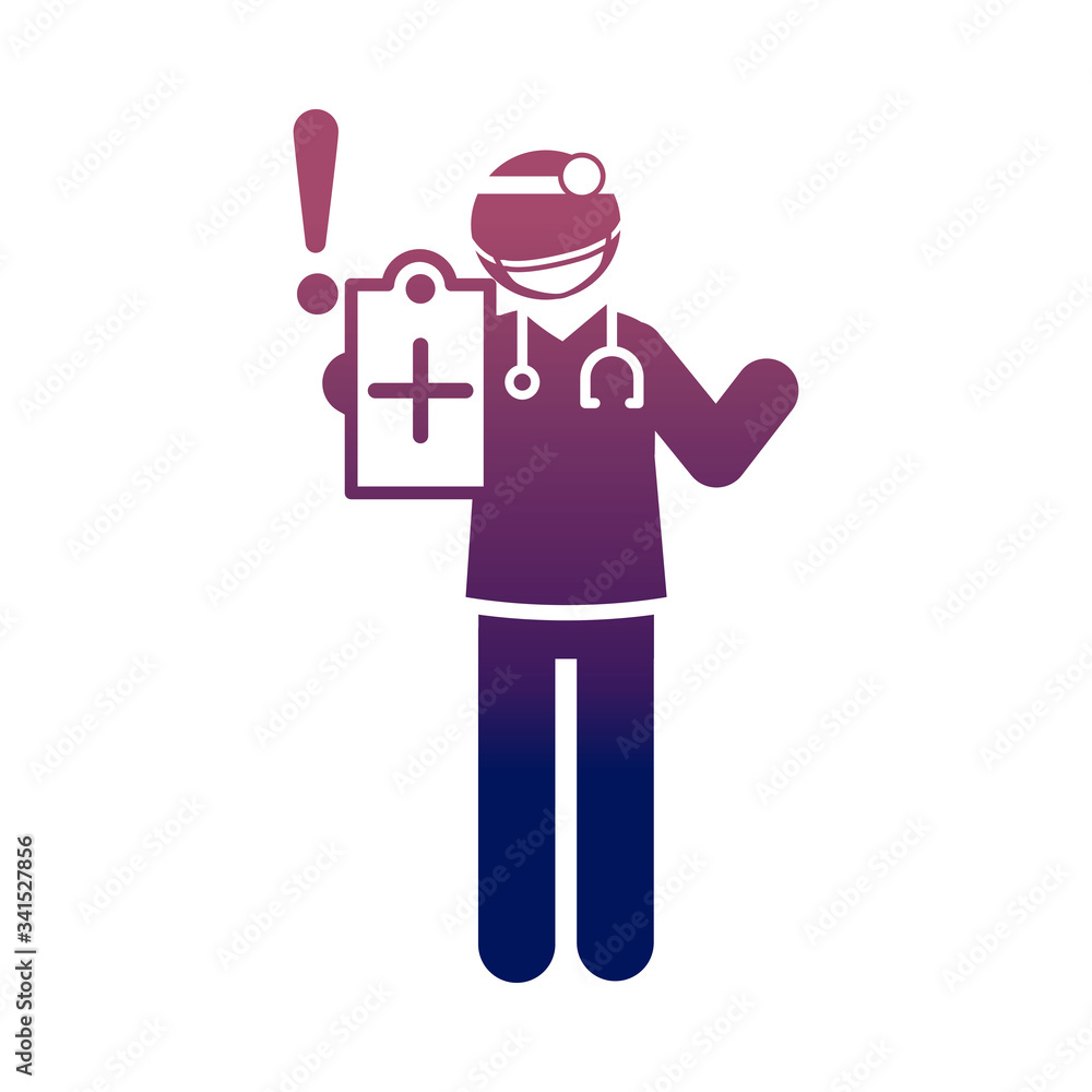 coronavirus covid 19, doctor mask and medical report, health pictogram, gradient style icon coronavirus covid 19, doctor mask and medical report, health pictogram, gradient style icon
