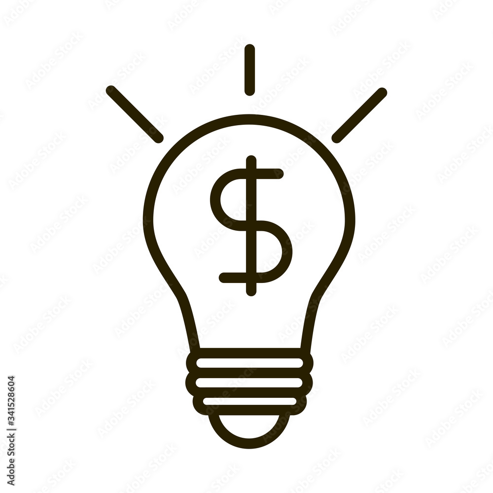 bulb light money business financial investing line style icon