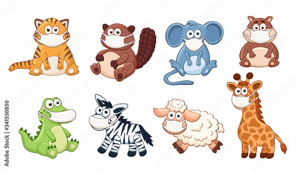 Vector animals in medicine masks Vector animals in medicine masks