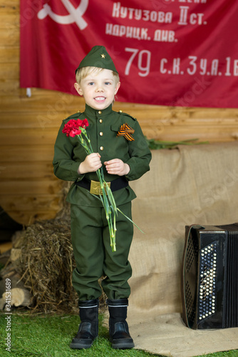 boy in uniform. on the holiday of May 9, Russia photo