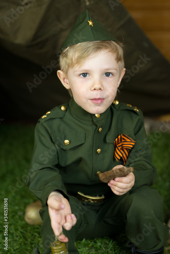 boy in uniform. on the holiday of May 9, Russia photo