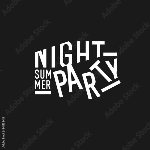 Stylish inscription Night summer party for design and print on clothing. Modern typography with graphic elements.