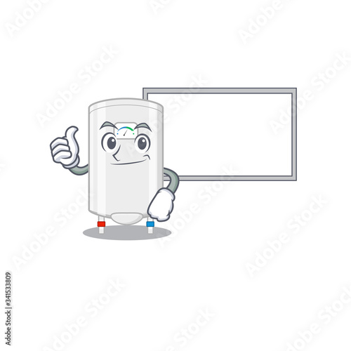 Humorous gas water heater cartoon design Thumbs up bring a white board