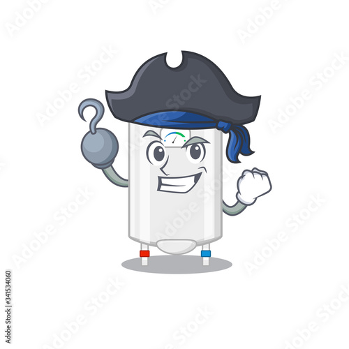 Gas water heater cartoon design style as a Pirate with hook hand and a hat