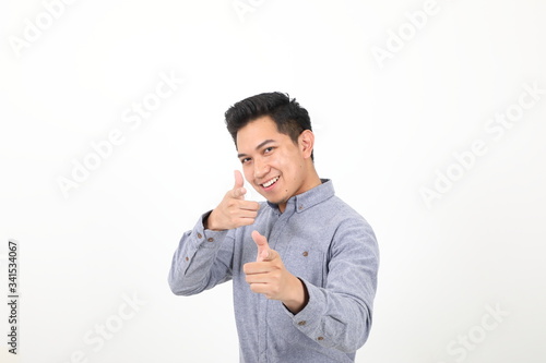 South East Asian Malay Man Facial Expression Show Point Finger Both Hand Stock Photo Adobe Stock