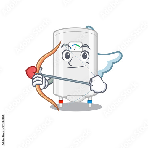 Gas water heater in cupid cartoon character with arrow and wings