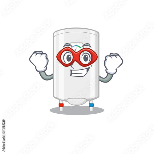 A cartoon character of gas water heater performed as a Super hero