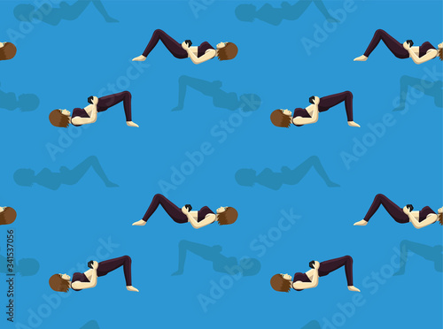 Manga Woman Glute Bridge Seamless Background Wallpaper-01