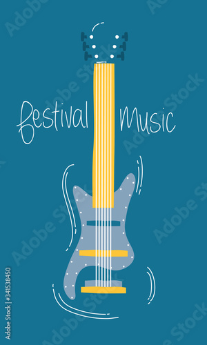 music fest poster with guitar electric instrument