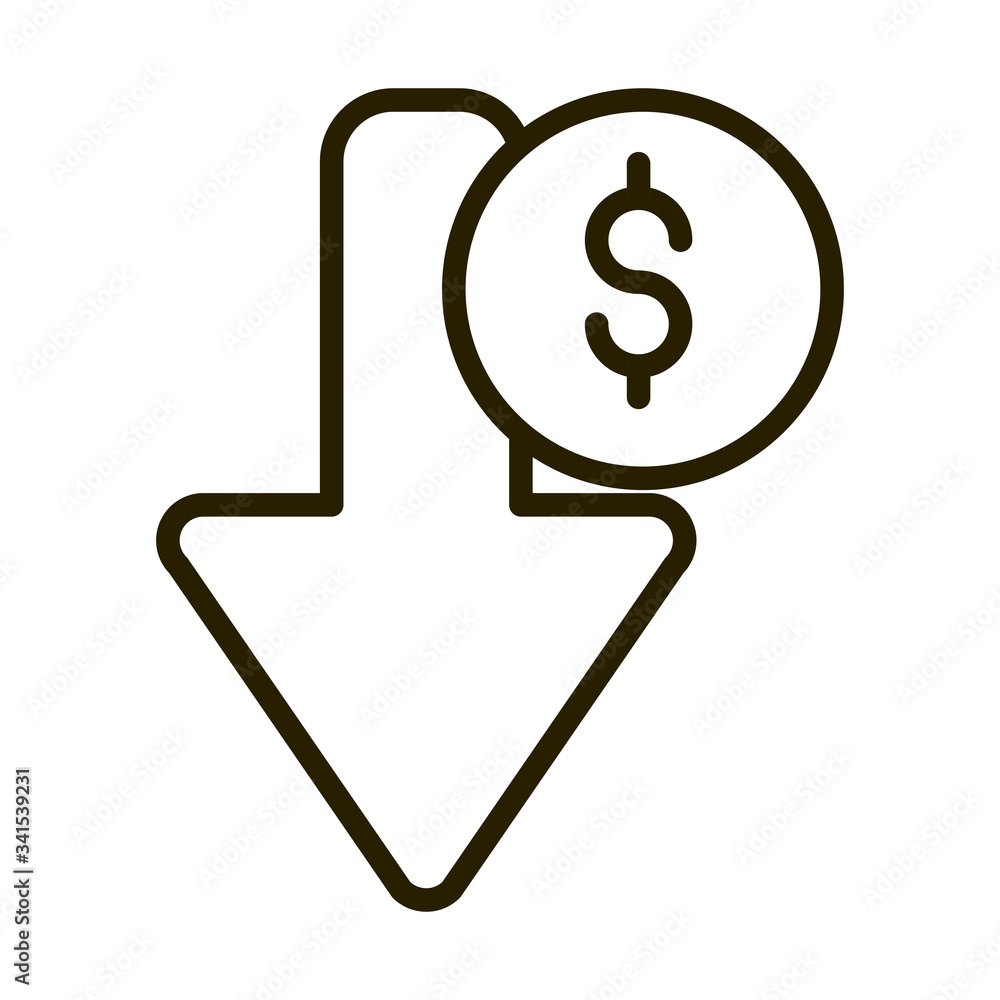 decrease money arrow financial business stock market line style icon decrease money arrow financial business stock market line style icon