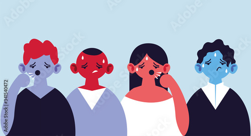 people with cough and fever, symptoms of infection by coronavirus