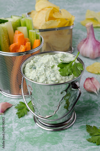 Curd cheese sauce with herbs