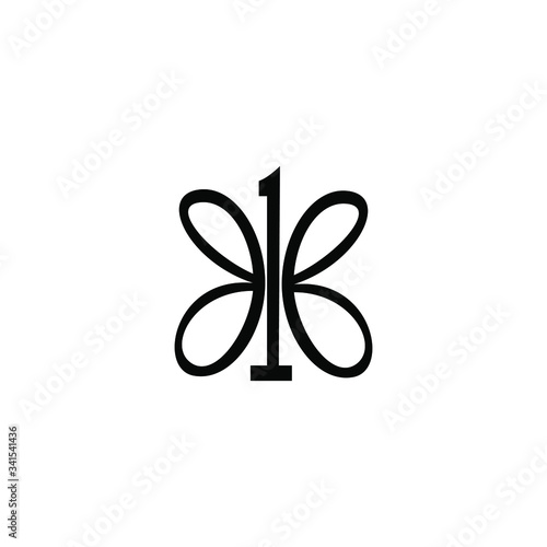 x1 logo vector. combination of butterfly and numbers photo