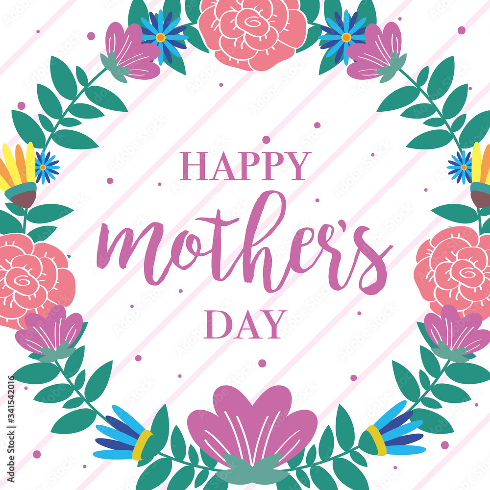happy mothers day card with flowers circular frame happy mothers day card with flowers circular frame