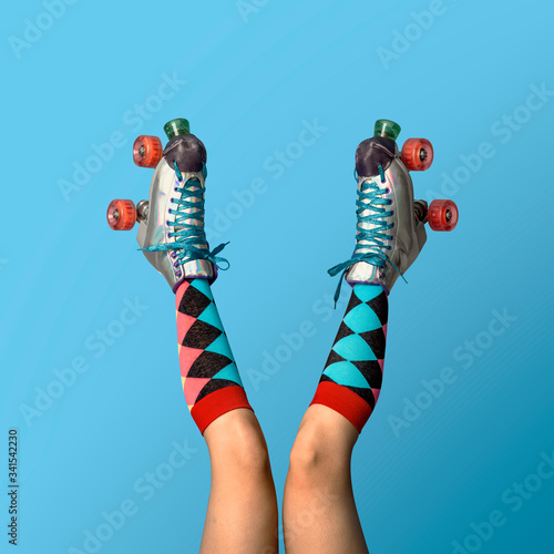 Retro roller skates psd photo