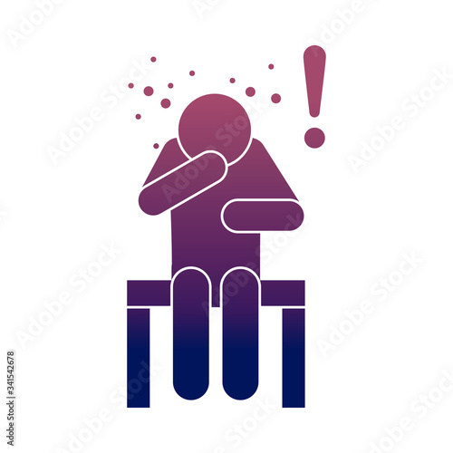 coronavirus covid 19, warning symptoms infectious illness, health pictogram, gradient style icon