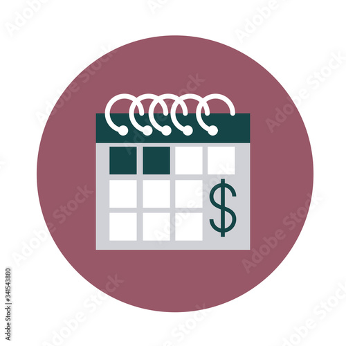 mobile banking, calendar tax accounting block style icon