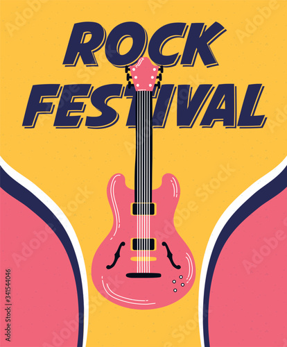 music fest poster with guitar electric instrument