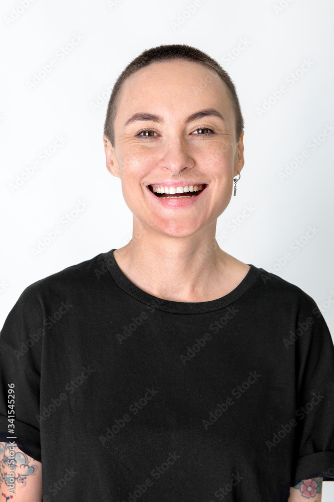 Cool happy skinhead woman Cool happy skinhead woman