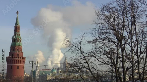 Moscow Kremlin. Steam. Timelapse. photo