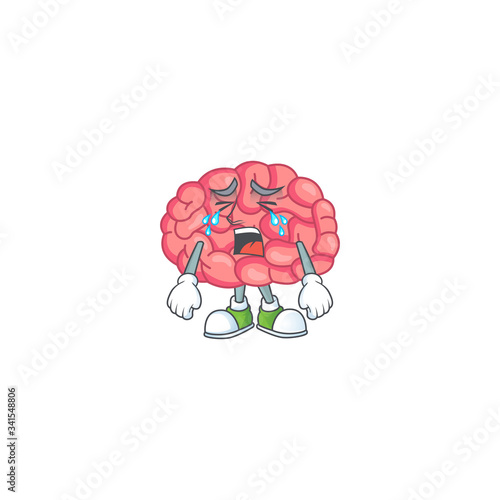 A weeping brain cartoon character design concept