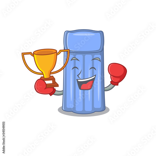 An elegant boxing winner of water mattress mascot design style