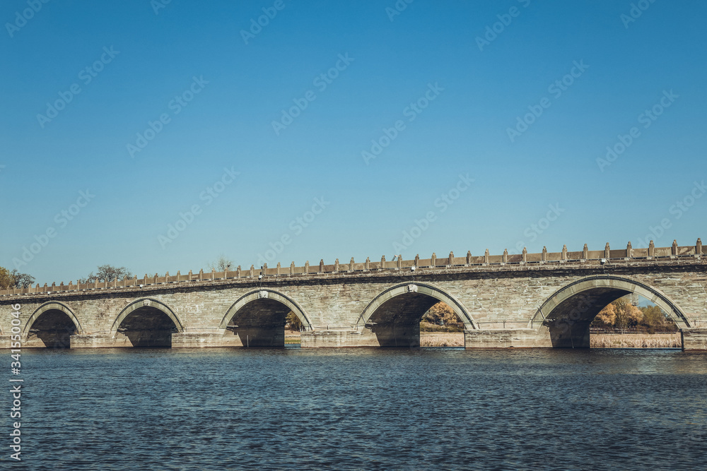 Fototapeta premium Stone Lion at Lugou Bridge in Beijing, China