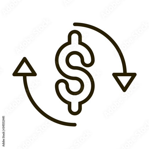 money exchange financial business stock market line style icon