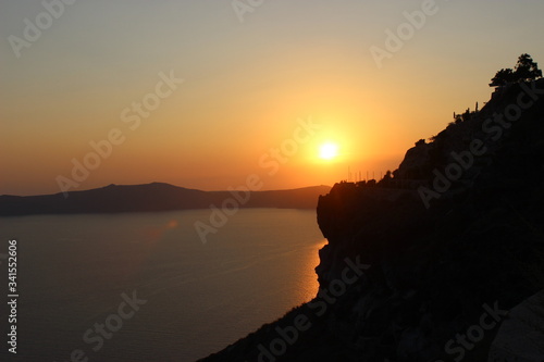 sunset on the coast of Santorini