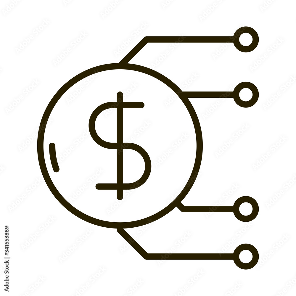 money coin digital business financial investing line style icon money coin digital business financial investing line style icon