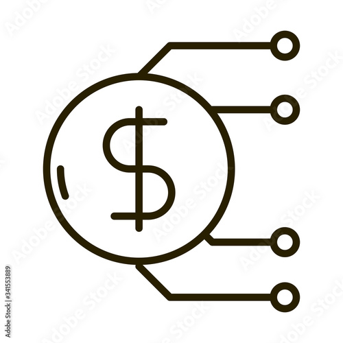 money coin digital business financial investing line style icon