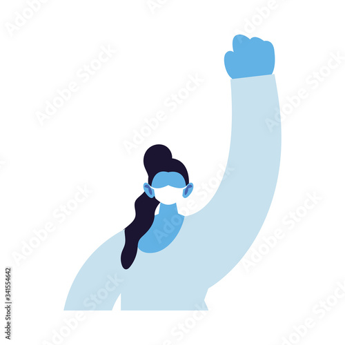 fighter woman using face mask