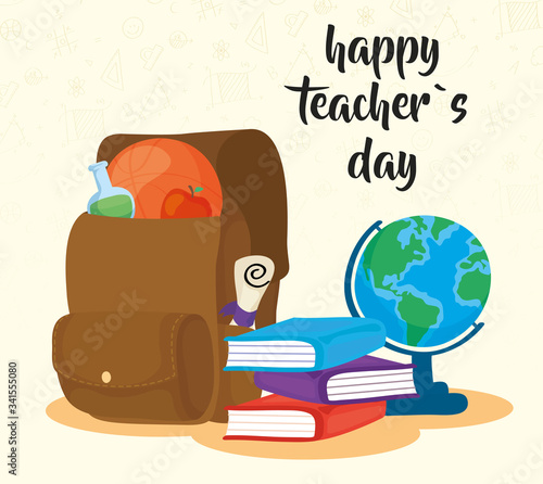 happy teachers day celebration with supplies