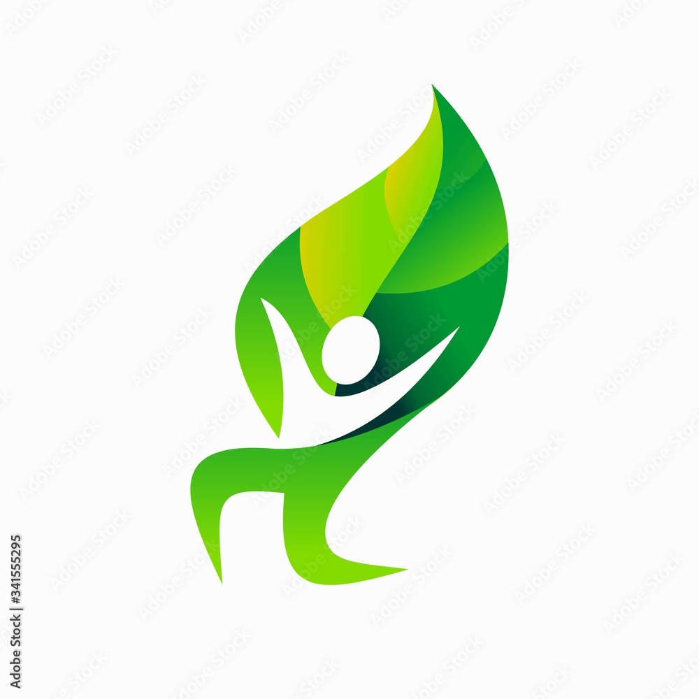 Leaf logo design, happy people vector Leaf logo design, happy people vector