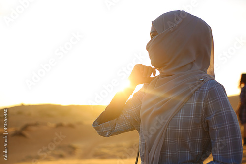 young woman in desert