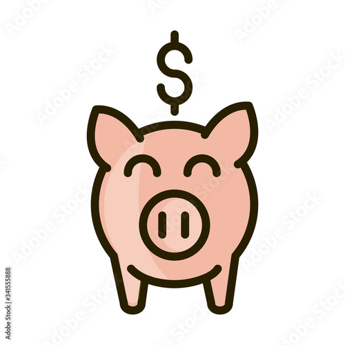 piggy bank money financial business stock market line and fill icon