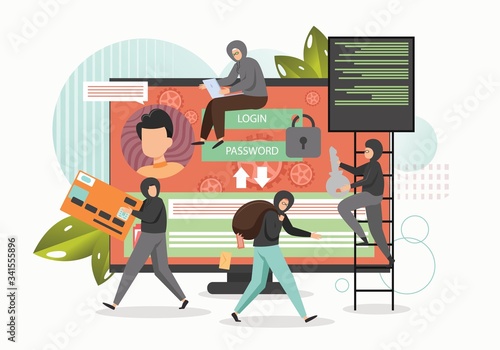 Hacker attack, vector flat style design illustration