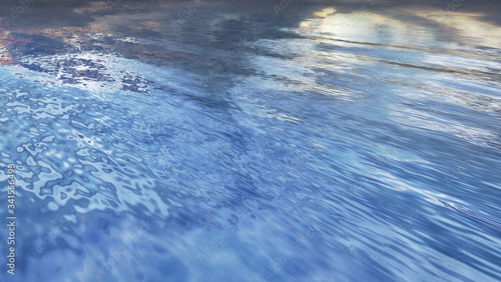 Fototapeta premium Sea Ocean Water Wave surface sky 3D illustration background.