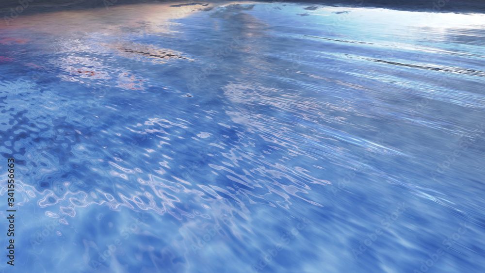 Fototapeta premium Sea Ocean Water Wave surface sky 3D illustration background.