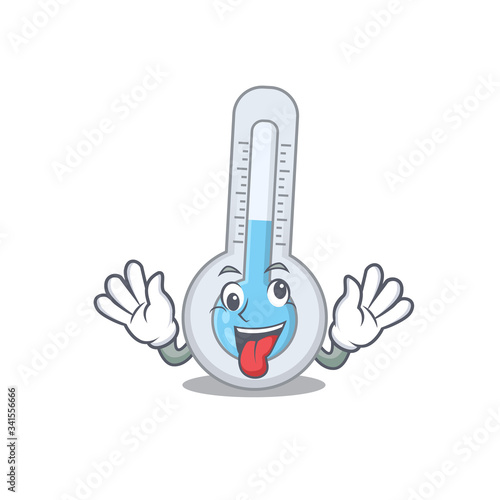 A cartoon design of cold thermometer having a crazy face