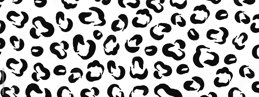 Leopard pattern design vector. Stylised Monochrome black and white Spotted Leopard Skin Background for Fabric, Print, Fashion, Wallpaper. Vector illustration.